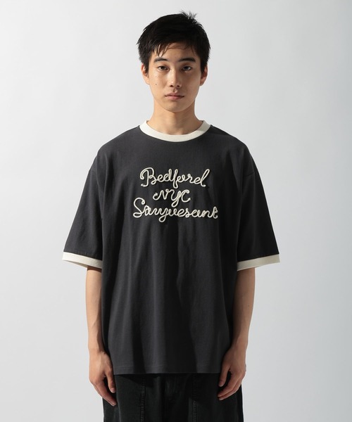 niko and… tシャツ コード刺繍リンガーTシャツ メンズ