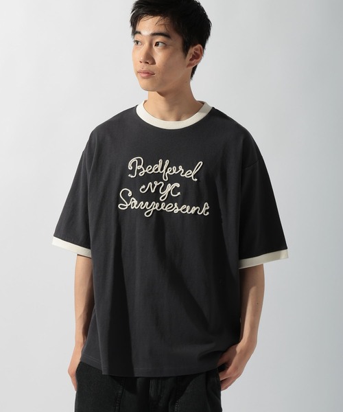 niko and… tシャツ コード刺繍リンガーTシャツ メンズ
