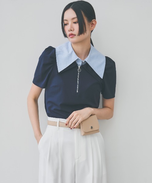 AND COUTURE（アンドクチュール） ブラウス シャツ ダブルカラーZIP