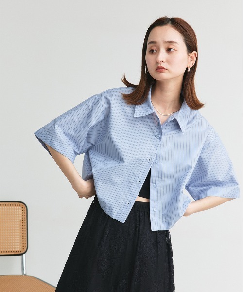 ad thie（アドティエ） ブラウス シャツ ハーフスリーブ ショート丈
