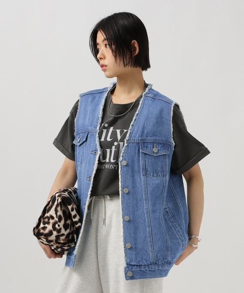 ベスト ジレ デニムジレ レディース