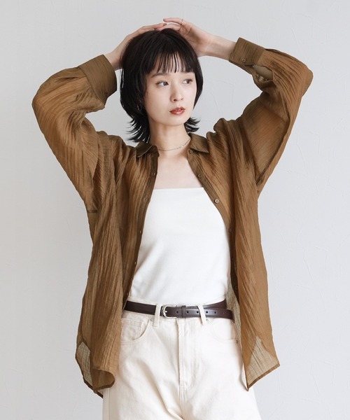 Yeoun ブラウス シャツ クリンクルシアービックシャツ レディース