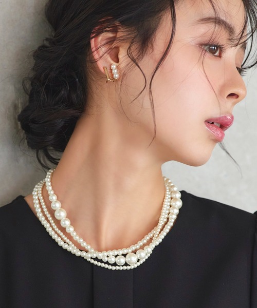 RUIRUE BOUTIQUE ネックレス 3連 パール ショートネックレス