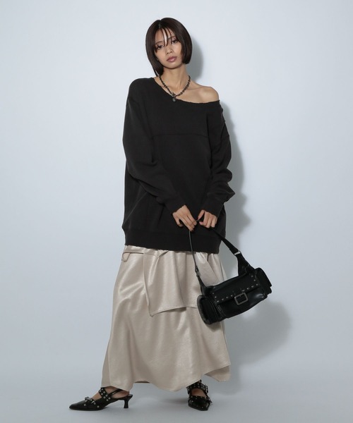 pageboy ライトフェイクレザーティアードスカート　黒　定価13,200円 PAGEBOY（ページボーイ） スカート ライトフェイクレザーティアード