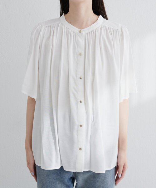 natural couture ブラウス シャツ 「WEB限定」麻混フレア袖ブラウス