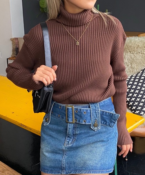 「SHAGGIE」 タートルネックニット FREE ピンク レディース_画像5