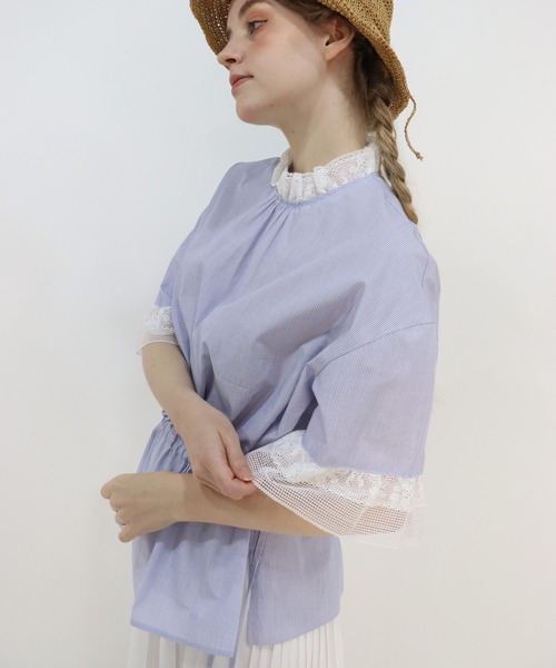 「haupia」 半袖ブラウス MEDIUM ブラック レディース_画像3