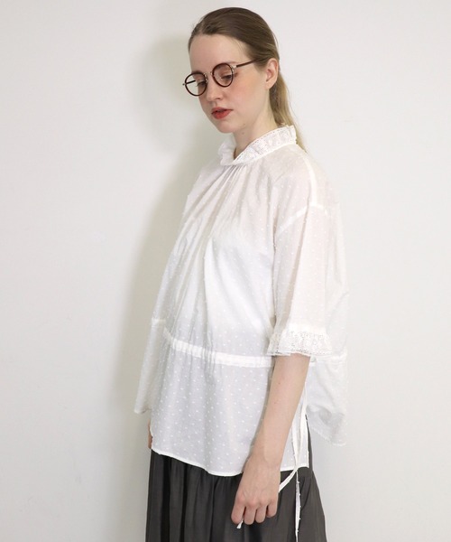 「haupia」 半袖ブラウス MEDIUM ブラック レディース_画像7