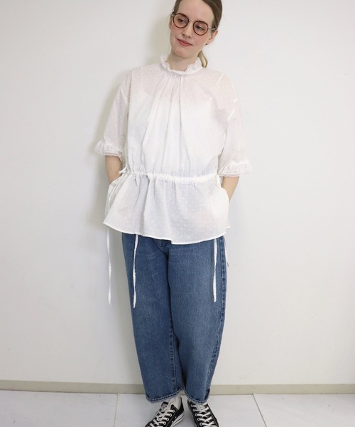 「haupia」 半袖ブラウス MEDIUM ブラック レディース_画像9