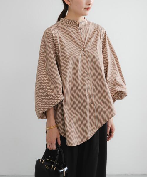 アーバンリサーチ（URBAN RESEARCH）/イレギュラーヘムスタンドカラー7分袖ブラウス URBAN RESEARCH（アーバンリサーチ） ブラウス シャツ イレギュラー