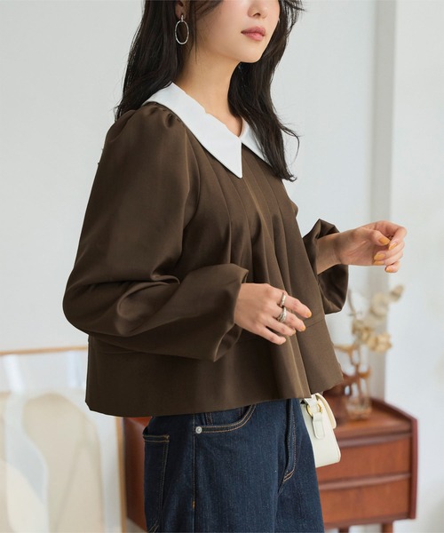 KOBE LETTUCE（神戸レタス） ブラウス シャツ 防シワバイカラー襟