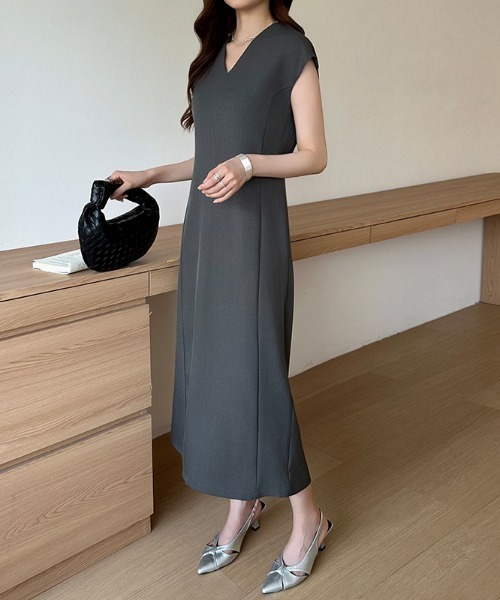 「COCOMOMO」 ノースリーブワンピース M グレー レディース_画像2