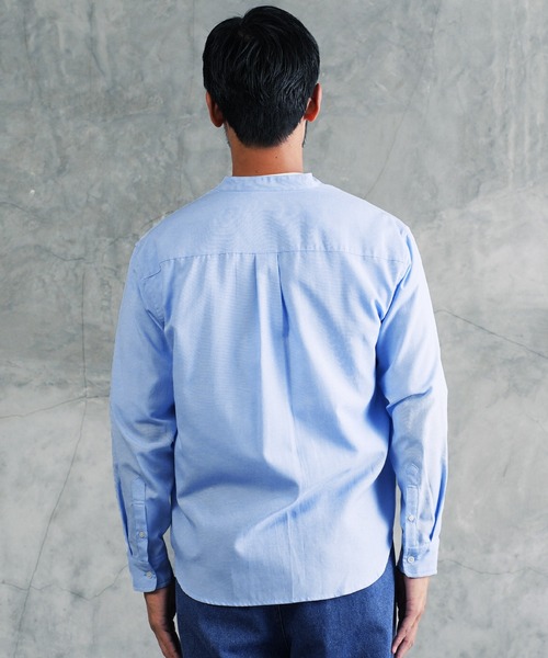 Sillage オックスフォード ワイドシャツ Blue JIGGYS SHOP（ジギーズショップ） シャツ バンドカラー