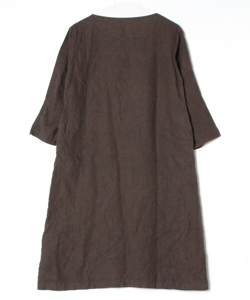 「fog linen work」 長袖ワンピース - ブラウン レディース_画像2