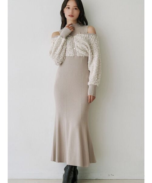 MERCURYDUO（マーキュリーデュオ） ワンピース ツイードニットカーデ