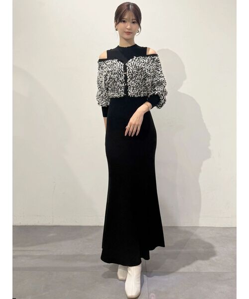 MERCURYDUO（マーキュリーデュオ） ワンピース ツイードニットカーデ