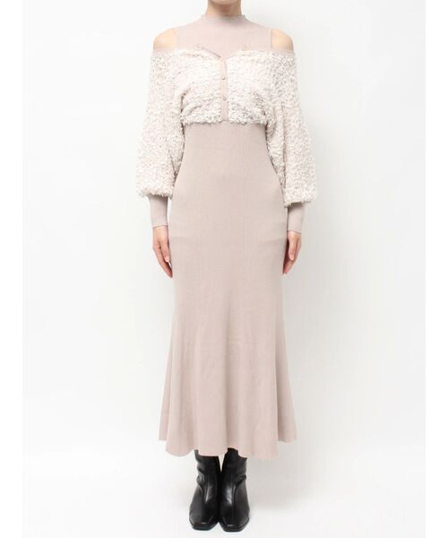 MERCURYDUO（マーキュリーデュオ） ワンピース ツイードニットカーデ