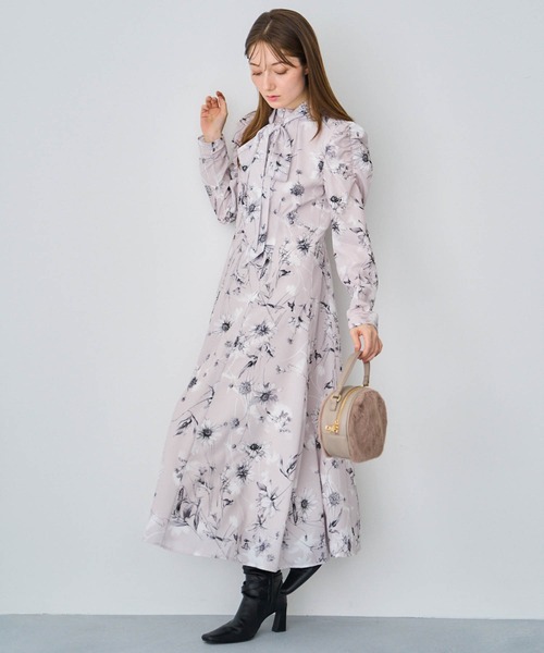 美品✨Diagram ダイアグラム フラワー ボウタイ ワンピース 2025SS 15周年】ラインフラワーボウタイワンピース | シャツワンピース