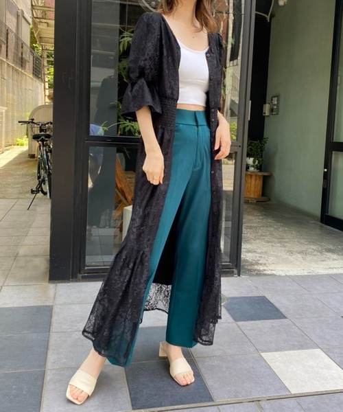 「one after another NICE CLAUP」 半袖ワンピース FREE カーキ レディース_画像5