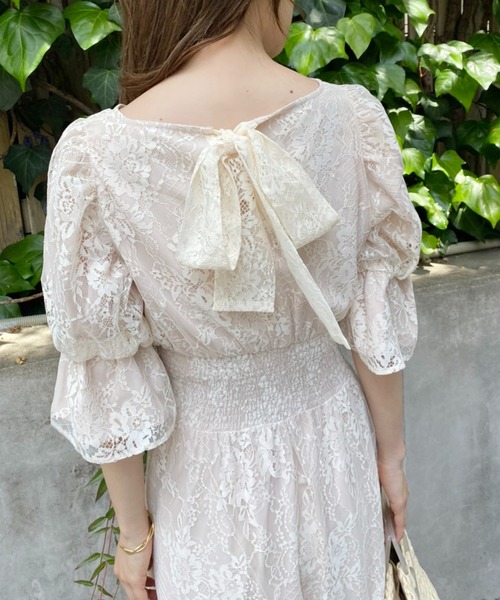 「one after another NICE CLAUP」 半袖ワンピース FREE カーキ レディース_画像6