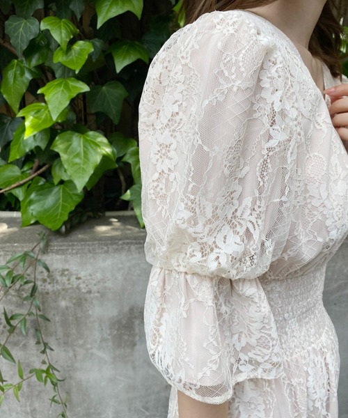 「one after another NICE CLAUP」 半袖ワンピース FREE カーキ レディース_画像9