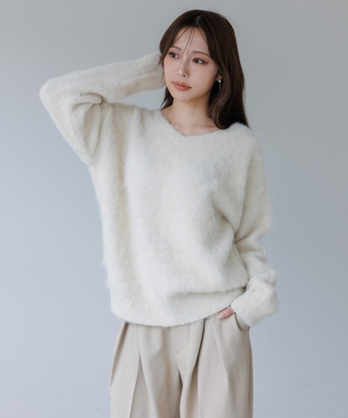 ニット セーター 2way v neck knit tops（2ウェイVネックニット