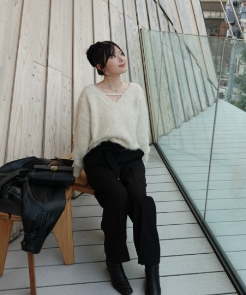ニット セーター 2way v neck knit tops（2ウェイVネックニット