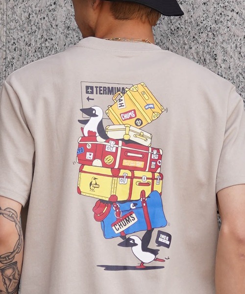 「CHUMS」 半袖Tシャツ L グレイッシュベージュ メンズ_画像8
