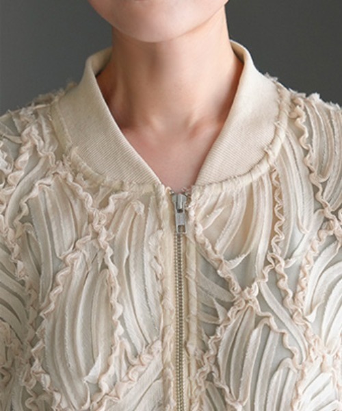 HUG.U（ハグユー） ブルゾン アウター シアー刺繍ブルゾン レディース