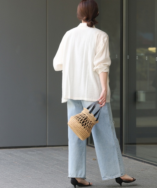 ジャーナルスタンダードレリューム セイヒンゾメ バックロングシャツ ホワイト JOURNAL STANDARD relume（ジャーナルスタンダード レリューム