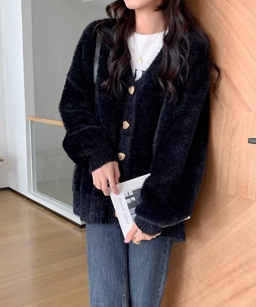 「LADY LIKE」 ニットカーディガン M レッド レディース_画像9