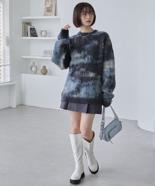 「MONO-MART」 長袖ニット L ブルー メンズ_画像4