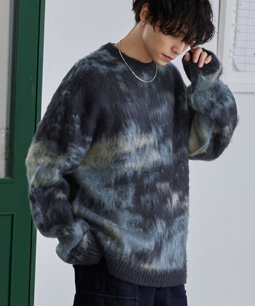 「MONO-MART」 長袖ニット L ブルー メンズ_画像7