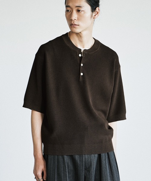 wym lidnm AZE H/S KNIT HENLEY Lサイズ　ブラウン WYM LIDNM セーター ニット AZE H/S KNIT HENLEY メンズ : ZOZOTOWN