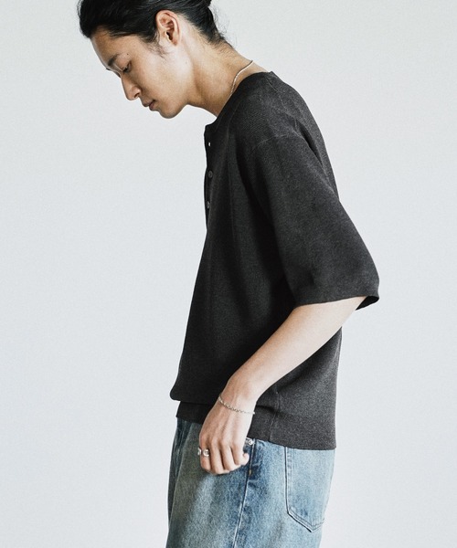 WYM LIDNM セーター ニット AZE H/S KNIT HENLEY メンズ : ZOZOTOWN