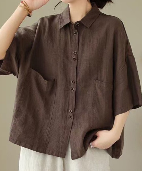 ブラウス シャツ ハーフスリーブポケットシャツ レディース : ZOZOTOWN