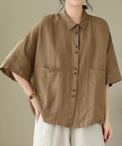 ブラウス シャツ ハーフスリーブポケットシャツ レディース : ZOZOTOWN