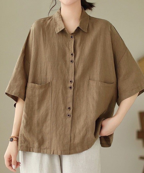 ブラウス シャツ ハーフスリーブポケットシャツ レディース : ZOZOTOWN