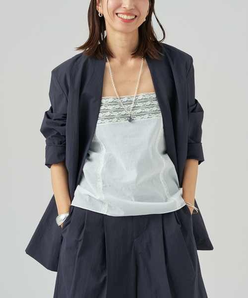 ジャケット ノーカラージャケット 「手洗い可」Dry Touch Collarless ジャケット レディースの画像