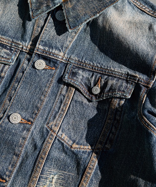 デニムジャケット gジャン 12oz SOFT DENIM TRUCKER JACKET（VINTAGE processing.） メンズ レディースの画像