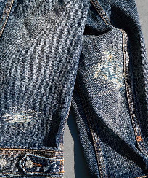 デニムジャケット gジャン 12oz SOFT DENIM TRUCKER JACKET（VINTAGE processing.） メンズ レディースの画像