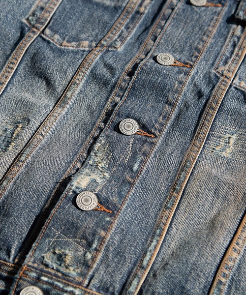 デニムジャケット gジャン 12oz SOFT DENIM TRUCKER JACKET（VINTAGE processing.） メンズ レディースの画像