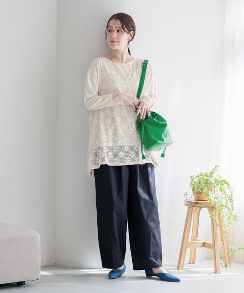 パンツ 軽らくトラウザーパンツ「プチ・プラスサイズあり」 レディースの画像