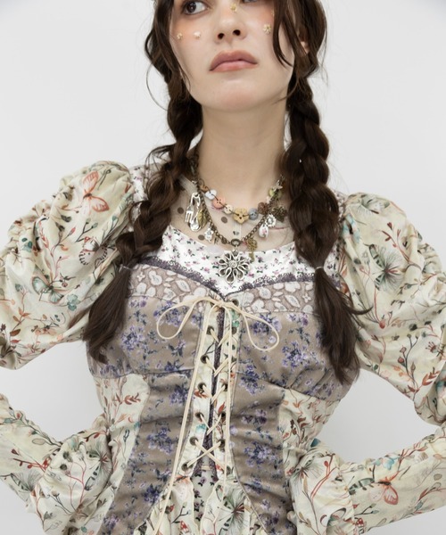 ワンピース rurumu:/ルルムウ/velour lace up mini dressの画像