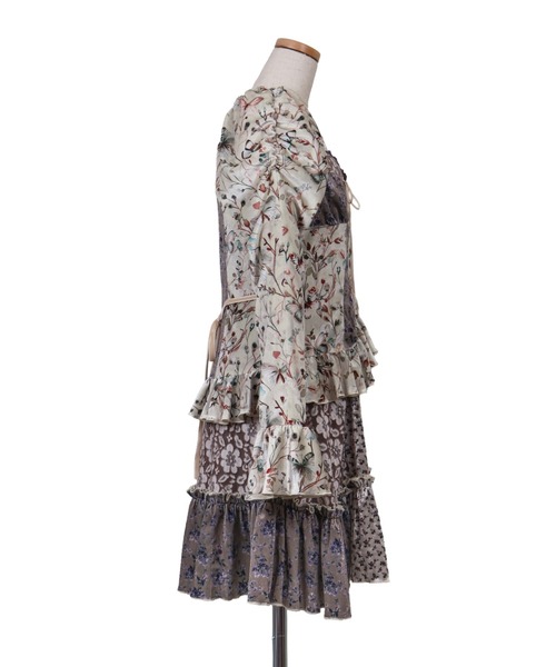 ワンピース rurumu:/ルルムウ/velour lace up mini dressの画像