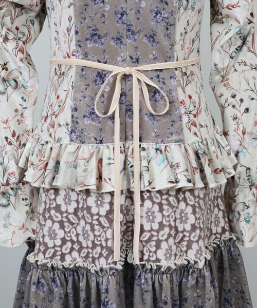 ワンピース rurumu:/ルルムウ/velour lace up mini dressの画像
