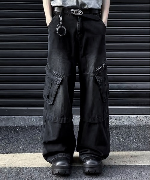 「JOHNNY WOLF」 デニムパンツ X-LARGE ブラック メンズ_画像3