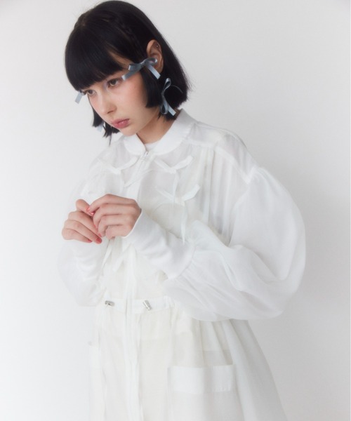 「Candy Stripper」 長袖ワンピース 2 ホワイト レディース_画像8