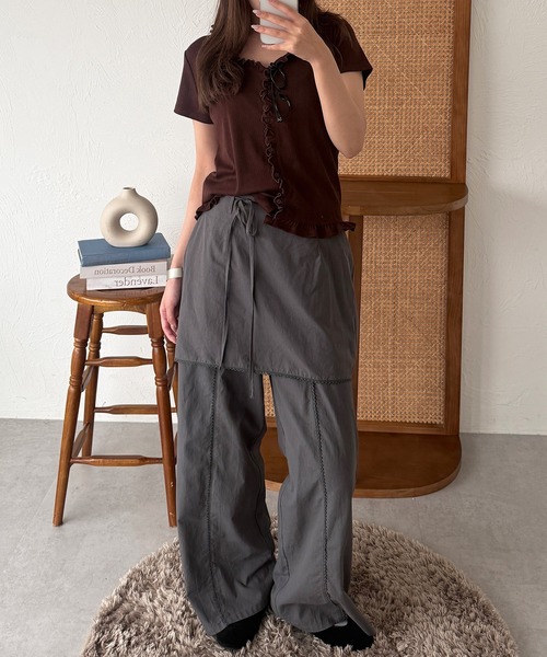 「MUHET」 パンツ LARGE ネイビー レディース_画像4