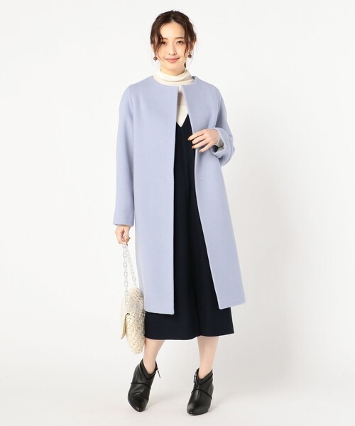 ■ NOLLE'S 新品未使用 ノーカラーコート felkod ノーカラーコート コート mj10097-Wool Blend No Collar